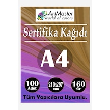 A4 Sertifika Kağıdı 100 Adet Gramajlı Fotokopi Kağıdı 160 Gr Tüm Yazıcılara Uyumlu 21x29.7 Cm Kalın Baskı Kağıdı Kalın