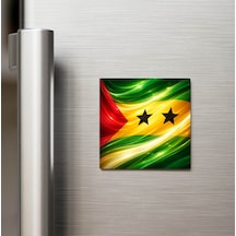 São Tomé Ve Príncipe Sao Tome And Principe Abstract Ülke Bayraklı Buzdolap Magneti - 9x9 Cm
