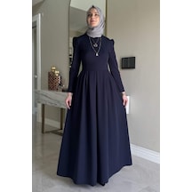 Rabia Şamlı Rose Elbise Lacivert Normal