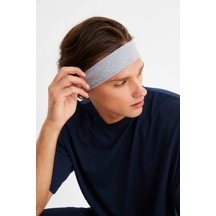 Erkek Pamuklu Penye Kaymaz Terletmez Ultra Hafif Spor Saç Bandı Bandana - Tek Ebat / Açık Gri Açık Gri