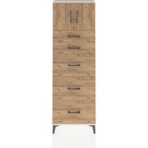 Arges Dolap Tek Raflı 5 Çekmeceli 2 Kapaklı 60x30x182 Aytaşı-çam Aytaşı