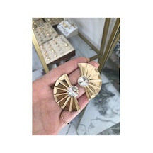 Tek Taş Model Şık Küpe Altın