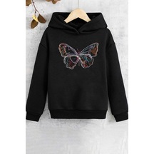 Uyguntarz Çocuk Butterfly Baskılı Sweatshirt Siyah