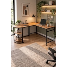 Sulorahome Tipi Köşe Çalışma Masası 2 Raflı Atlantik Çam