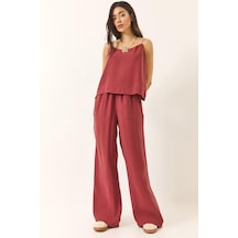 Shade Kadın Askılı Dokuma Modal Bluz Pantolon Alt-üst Takım 9298 60281024 - Bordo
