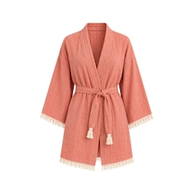 Kimono Müslin 2 Katlı Peştemal Bornoz Beden S-m - Somon
