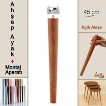 Ahşap Ayak 45 Cm Açık Meşe M8 Civatalı Bağlantı Aparatlı Mobilya Tabure Sehpa Masa Destek Ayağı Açık Meşe