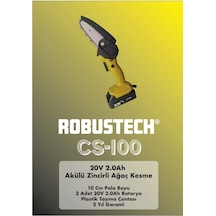 Robustech CS-100 20V 2.0Ah Akülü Zincirli Ağaç Kesme
