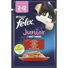 2 Adet Felix Junior Sığır Etli Yaş Yavru Kedi Maması 85 Gr