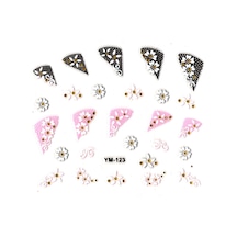 Limmy Tırnak Süsleme Sticker Nail Art Ym-123 - 6x5 Cm - Papatya Pembe Çiçek