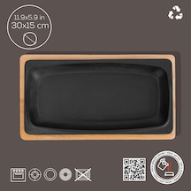 Döküm Servis Tabağı, 30x15 Cm Ahşap Altlı - Lv As 172 Çok Renkli