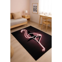 Yansıma Işık Görünümlü Flamingo Özel Tasarım Modern Halı Dekoratif Kilim Gri