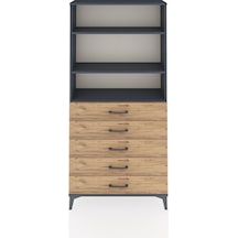 Arges Dolap 3 Raflı 5 Çekmeceli 88x30x182 Antrasit-çam Antrasit Arges Dolap 3 Raflı 5 Çekmeceli 88x30x182 Antrasit-çam Antrasit