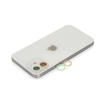 İphone 11 Renkli Kamera Lens Koruma Cam - Turuncu-yeşil Diğer