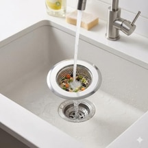 11.5cm Paslanmaz Çelik Evye Süzgeci, Tıkanma Önleyici Metal Lavabo Filtresi, Mutfak Lavabo Gider Süzgeci, Kolay Temizlenir Açık Ahşap