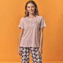 Over Sleep By Poleren Over Sleep 137 Kadın Yazlık Kısa Kol Pijama Takım Açık Pembe