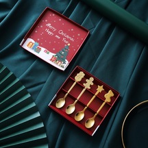 Honmex 304 Paslanmaz Çelik Noel Kısa Kaşık, Ayna Parlak, Ev Ofis Cafe İçin, Hediye Paketi, Kahve Çay Tatlı, Temizlenmesi Kolay Diğer