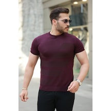 Erkek Bisiklet Yaka Kısa Kollu Tişört Bordo