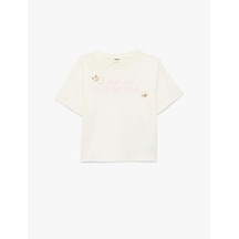 Koton Baskılı Ekru Kız Çocuk T-shirt 6skg10213ak Ekru