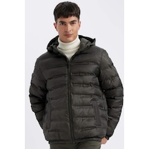 DeFacto Su İtici Şişme Mont Slim Fit Dar Kesim Kapüşonlu Fermuarlı Cepli D1185AX24WNKH153