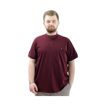 Mode Xl Büyük Beden Erkek Tişört Düğmeli Hakim Yaka T-shirt U24339 Mürdüm Mürdüm