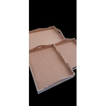 Hobi 90035 Dekoratif Tepsi Seti Üçlü Model Ham Ahşap Mdf El Yapımı Diğer