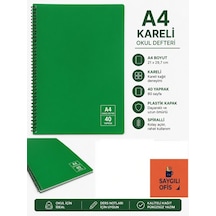 Saygılıofis 40 Yaprak A4 Spiralli Pp Kapak Kareli Defter Yeşil