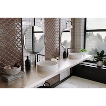 Galaksi Tezgah Üstü Lavabo Yuvarlak Beyaz Çanak Lavabo Beyaz