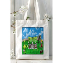 Art Hediye Plant Zombies Oyun Baskılı Omuz Çanta Kişiye Özel Model 2 Çok Renkli