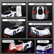 /oyuncak 2.4 Ghz Uzaktan Kumandalı Şarjlı Elektrikli Araba 4x4 Şarj İstasyonlu Buharlı Led Işıklı Sesli Müzikli Full Fonksiyon 4 Çeker Drift Atabilen 1200 Mah Şarjlı Pilli Premium Beyaz