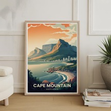 Cape Town Seyahat Posteri Güney Afrika Duvar Sanatı İkonik Manzara Baskısı
