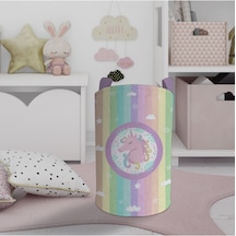 Mekta Home Bebek Ve Çocuk Odası Renkli Unicorn Desenli Oyuncak Sepeti Çok Renkli