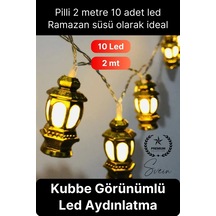 Aydınlatma Kubbe Temalı Şık Dekoratif Led Lamba Süsleme Pilli 2 Metre 10 Kandil Motifli Manevi