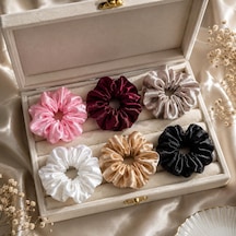 Saten Toka Seti 6'li Yumuşak Parlak Scrunchie Saç Tokası Kadın &amp Kız Diğer