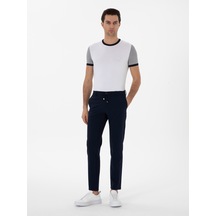 Cacharel Lacivert Slim Fit Beli Bağcıklı Esnek Klasik Pantolon Cacharel Lacivert Slim Fit Beli Bağcıklı Esnek Klasik Pantolon