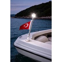 Tekne Bayrak Direği Led Aydınlatmalı - Tekne Ve Botlar İçin, 40 Cm Uzunluk Paslanmaz
