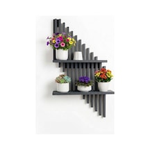 Modern Dekoratif Duvar Rafı - 70x40 Cm Yapışkanlı Askısız Montaj - Antrasit / Beyaz / Siyah Gri