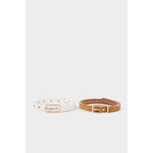 Defacto Kadın Dikdörtgen Toka Suni Deri 2li Klasik Kemer G7348axnskr1 Çok Renkli-kr1