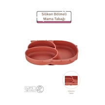 Silikon Bölmeli Mama Tabağı - Kiremit Rengi Kiremit