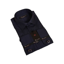 Dicotto Lacivert Dar Kesim Micro Kumaş Kol Düğmeli Slim Fit Erkek Gömlek - 201-12 001