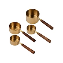 4'lü Ahşap Saplı Ölçü Kaşığı Seti 250/125/80/60 Ml Paslanmaz Metal Diğer