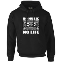 No Music No Life Cassette Tape Siyah Erkek Fermuarsız Kapşonlu 001