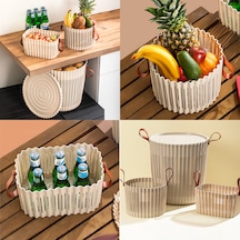 Porsima 4315 Cappuccino 3'lü Sepet Seti Banyo Mutfak Organizeri