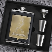 Sones Taşınabilir Paslanmaz Çelik Kalça Matarası Seti Şarap Kadehi Hunisi, Stil: 8oz Old Man Patch Core