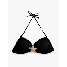 Koton Deniz Yıldızı Aksesuar Detaylı Halter Yaka Bikini Üstü Siyah 6sak10118mm
