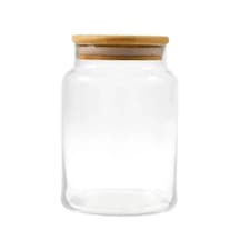 Qerhome Vakumlu Bambu Kapaklı Cam Erzak Kavanozu 1 Adet 4 Litre Şeffaf