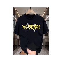 Medinenur No Fear Yazı Baskılı Basic T-shirt Siyah