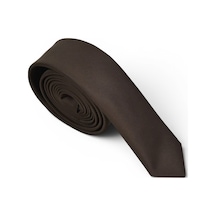 Dwoy Erkek Kahverengi Saten Kravat 4 Cm Klasik Düz-744