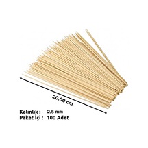 Bambu Kurabiye Çubuğu, Çöp Şiş, 100 Adet - 20 Cm