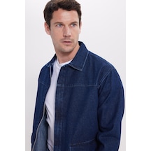 Tudors Erkek Relax Fit Rahat Kesim Çift Cep Denim Lacivert Kot Mont Gömlek-42027 Lacivert